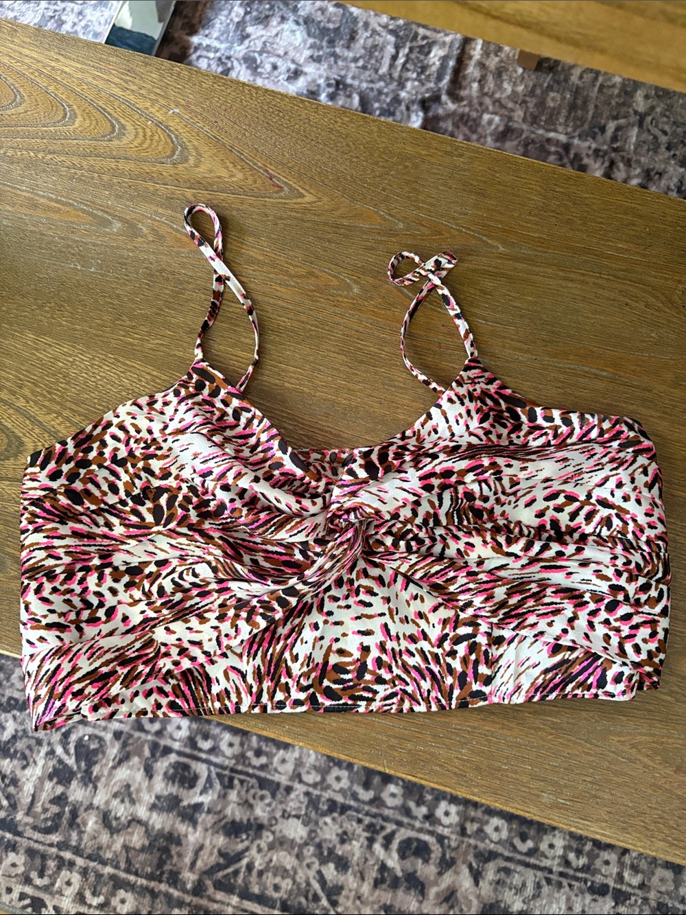 Express Pink & Black Animal-Print Bandeau Cami